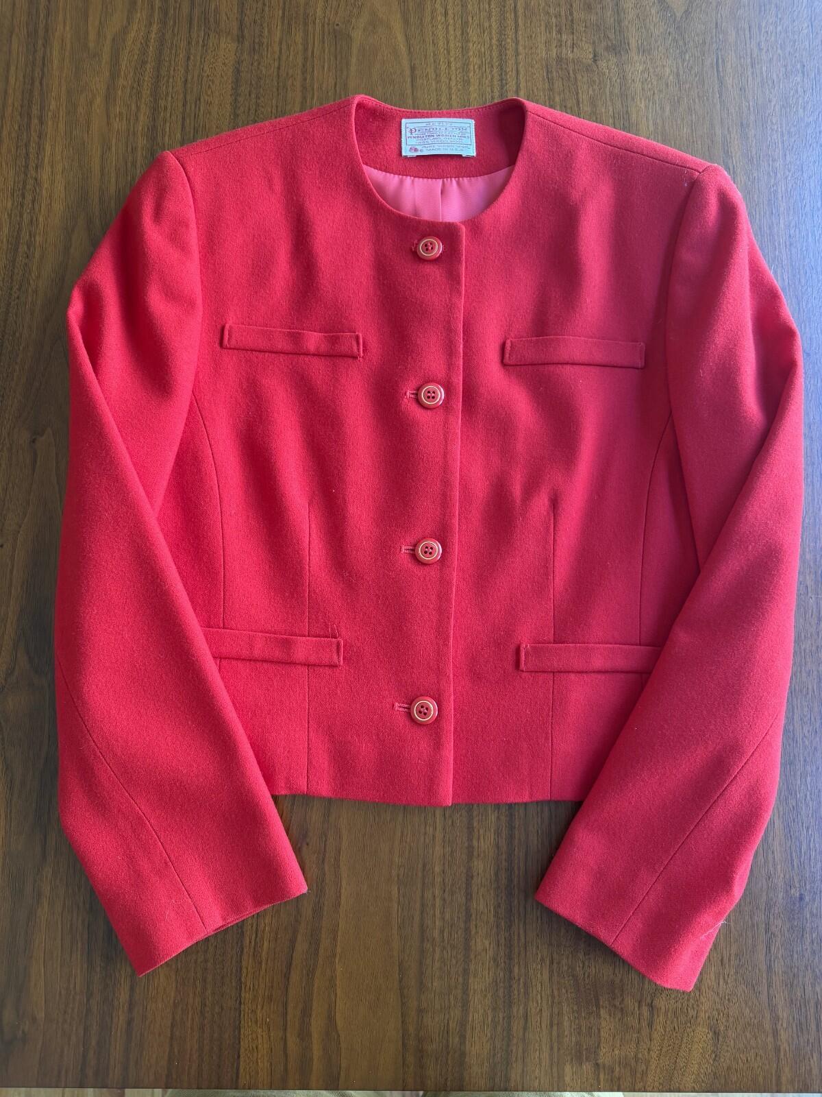 Vintage Pendleton Women's Two-Piece Wool Skirt Suit Red - Size 10