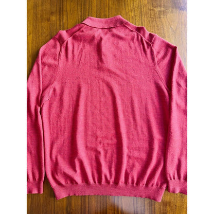 Brooks Brothers Italian Merino Wool Long Sleeve Polo Sweater Red - Size XL