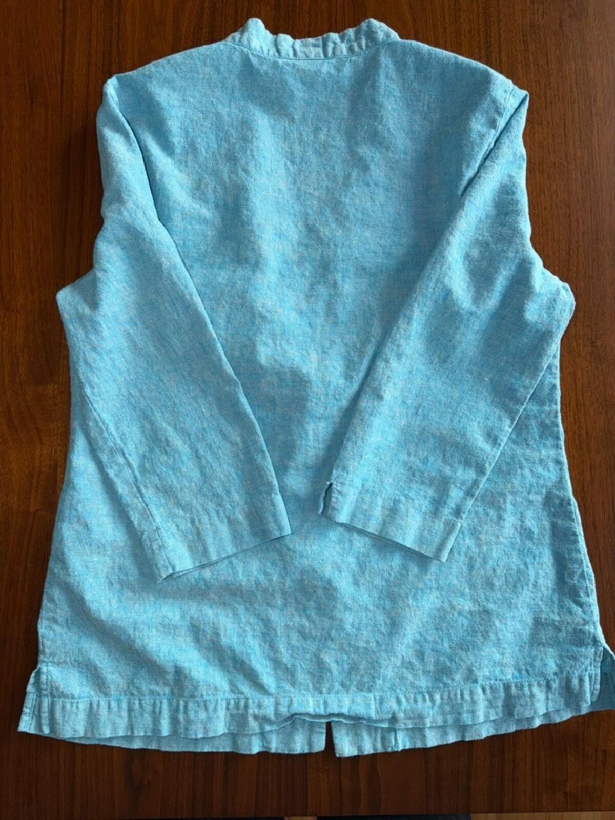 Norm Thompson Women's Blue Linen Blend Jacket - Size S