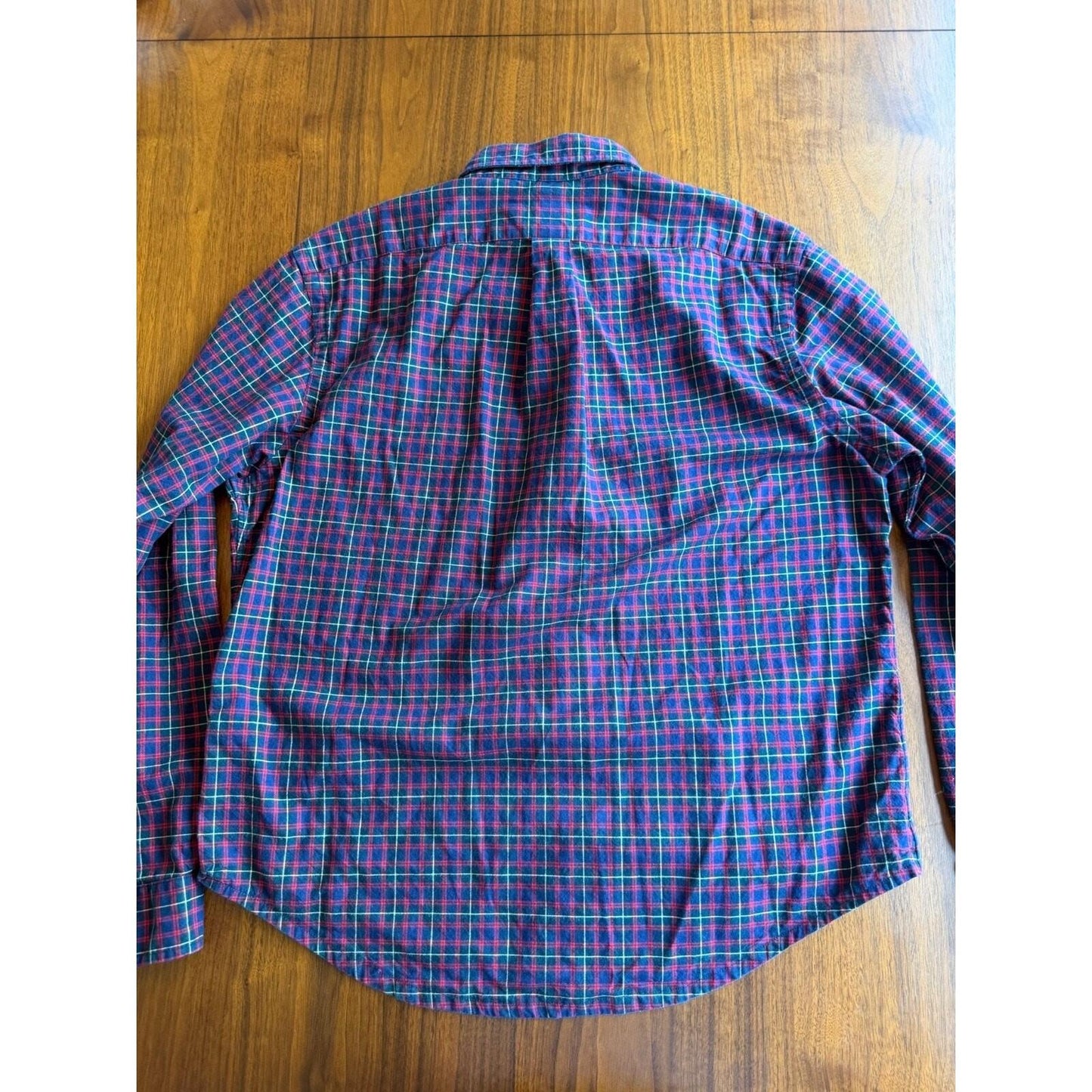 Polo Ralph Lauren Men's Red and Navy Tartan Plaid Button Down - Size Large