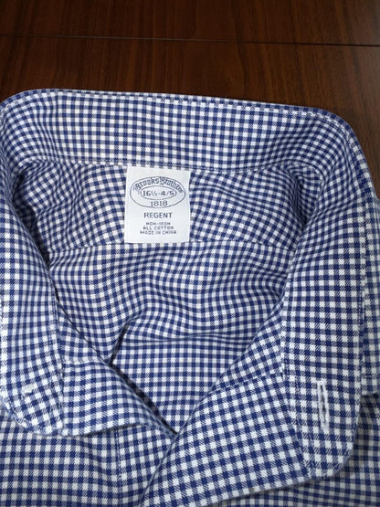 Brooks Brothers Regent Fit Blue Gingham Dress Shirt - Size 16.5-34