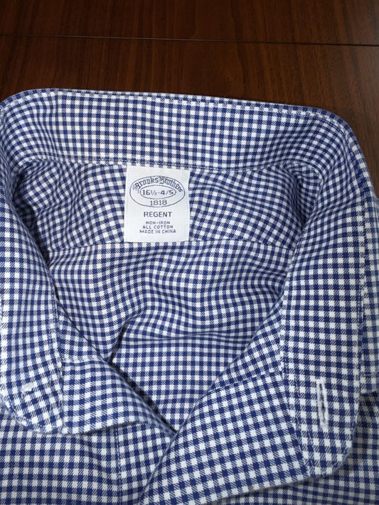 Brooks Brothers Regent Fit Blue Gingham Dress Shirt - Size 16.5-34