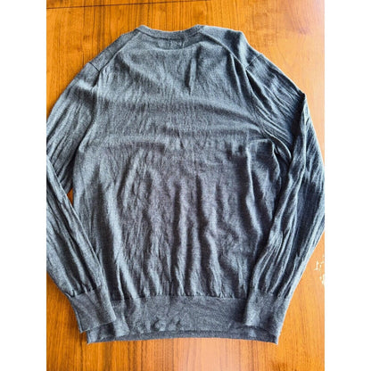 Brooks Brothers Gray Extra Fine Merino Wool V-neck Sweater - Size L