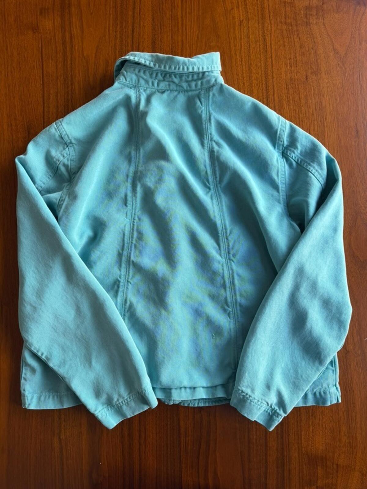 Cold Water Creek Women's Aqua Blue Denim Style Button Up Jacket - Size L