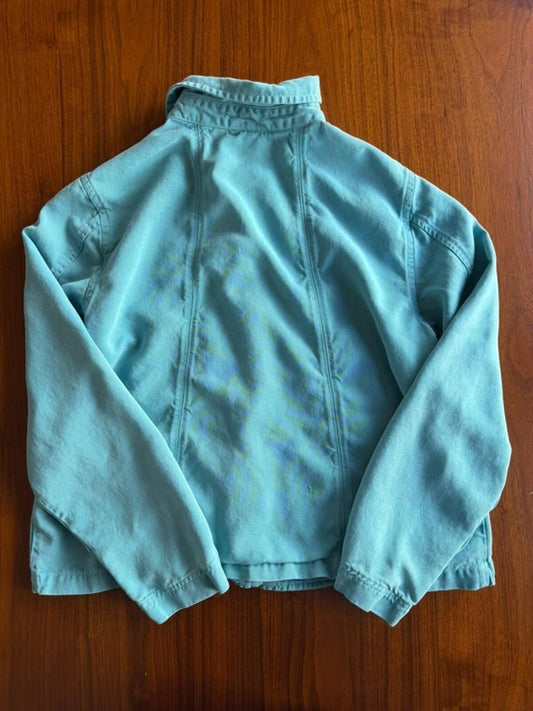Cold Water Creek Women's Aqua Blue Denim Style Button Up Jacket - Size L