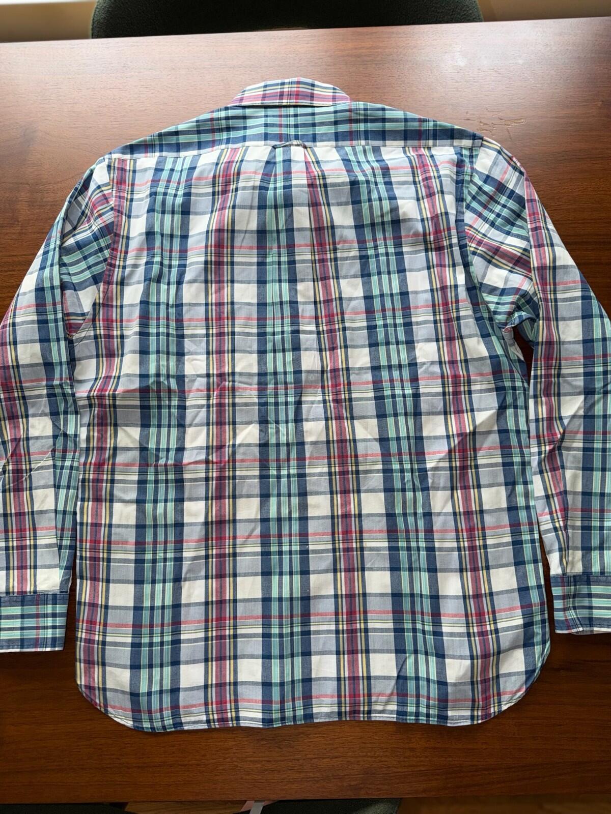 Guideboat Co. Men's Indigo Bleeder Madras Plaid Button-Down Shirt - Size L