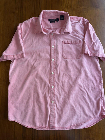 Nat Nast Luxury Men's Pink Silk Blend Short Sleeve Shirt - Size L