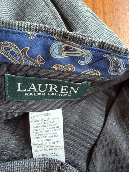 Lauren Ralph Lauren Men's Grey Micro-Check Dress Pants - Size 36x30