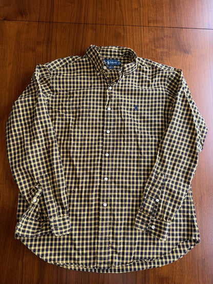 Polo Ralph Lauren Men's Classic Fit Yellow Plaid Button Down - Size L
