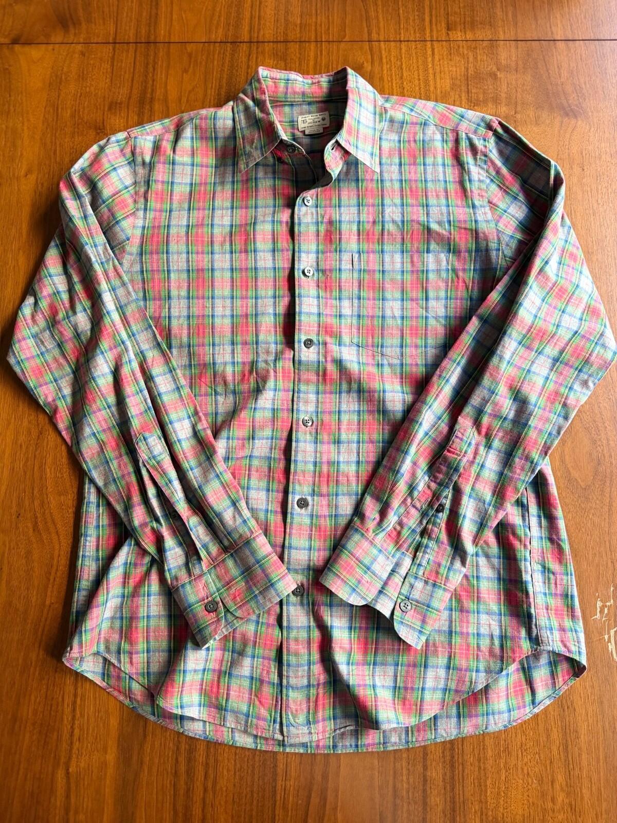 J.Crew Men's Medium Tailored Plaid Button Down Shirt Red Green Blue Cotton M