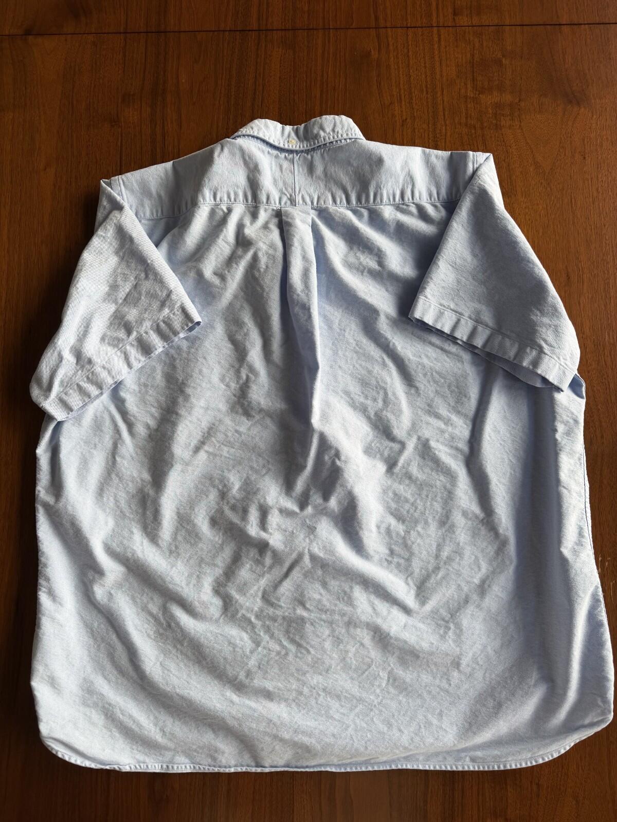 Lands' End Men's Sail Rigger Blue Oxford Short Sleeved Button Down - Size XL