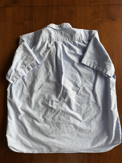 Lands' End Men's Sail Rigger Blue Oxford Short Sleeved Button Down - Size XL