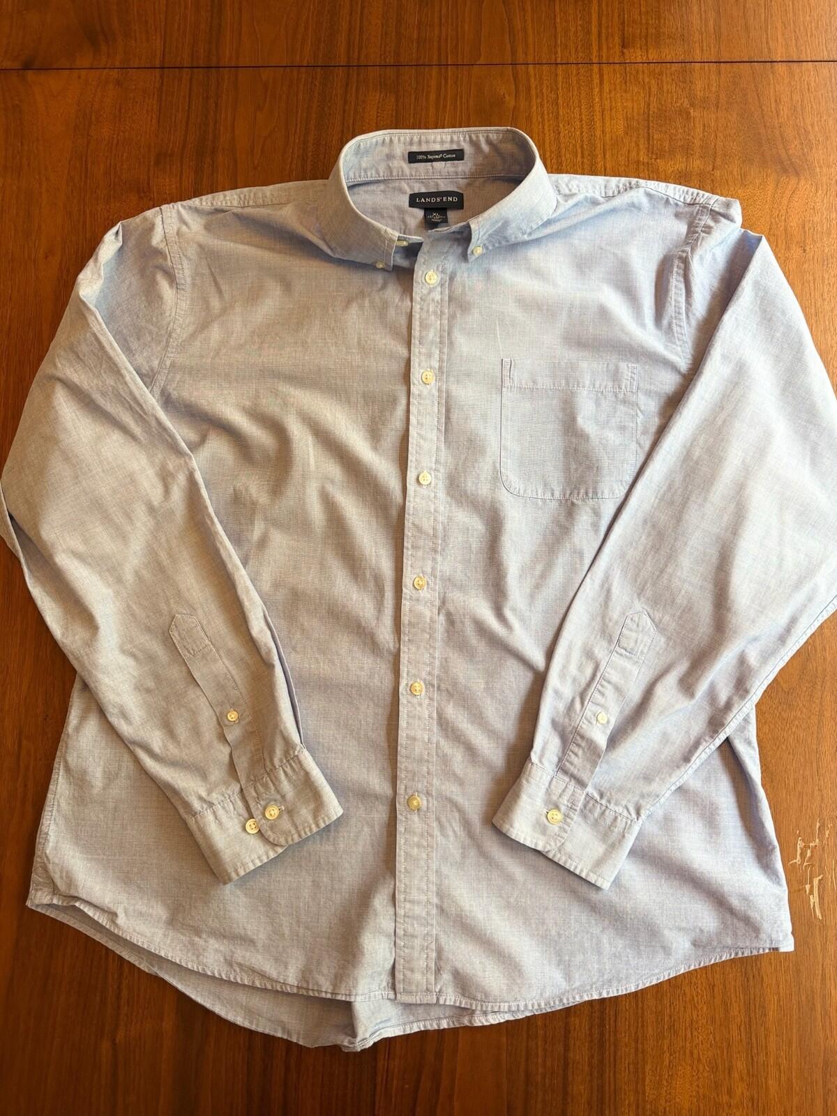 Lands' End Men's Tailored Fit 100% Supima Cotton Oxford Light Blue - Size XL