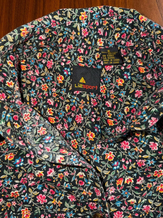 Vintage Lizsport Liz Claiborne Women's Ditsy Floral LS Button-Up - Size S