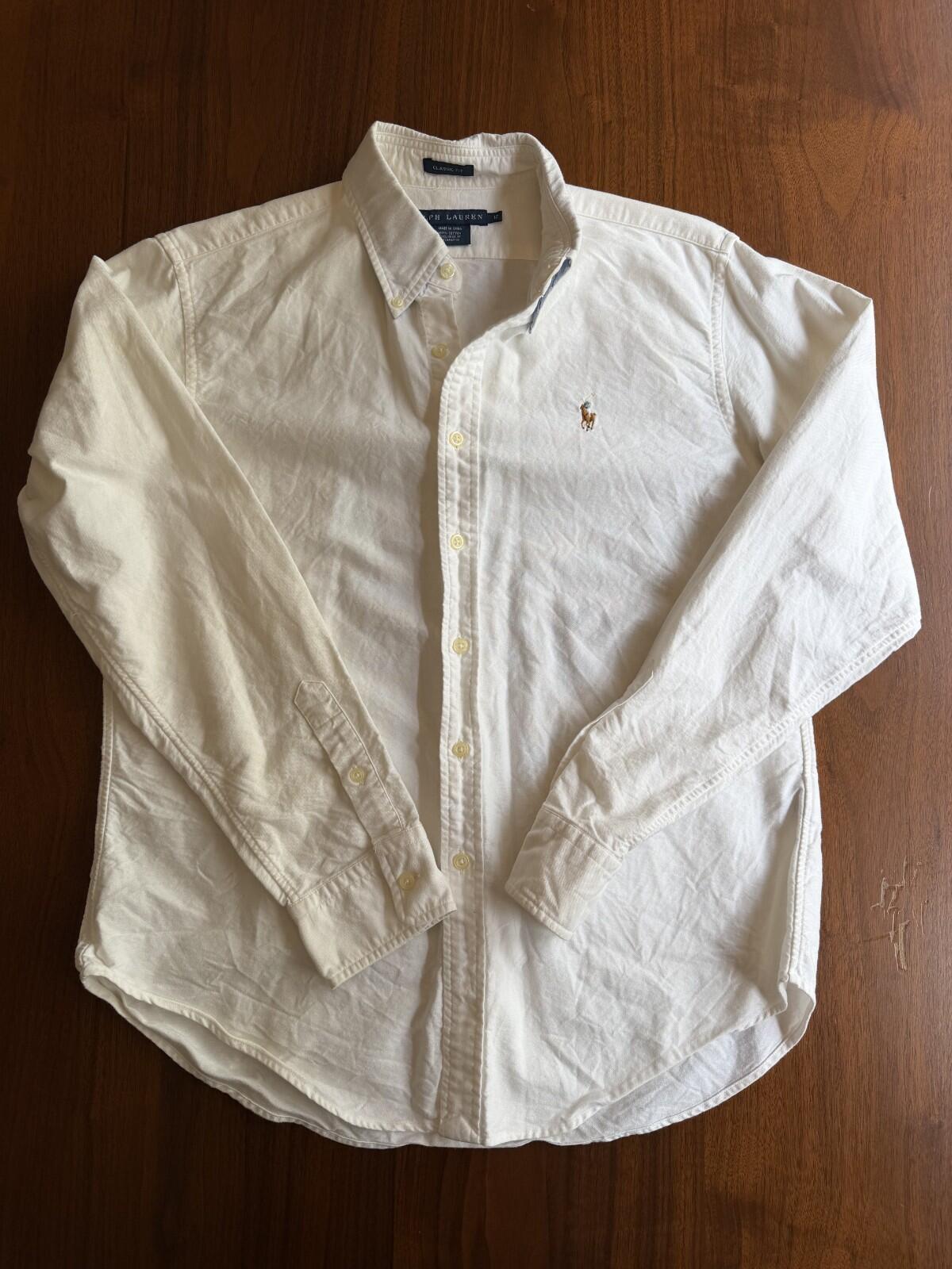 Ralph Lauren Youth Classic Fit White Oxford Button-Down Shirt - Size 12