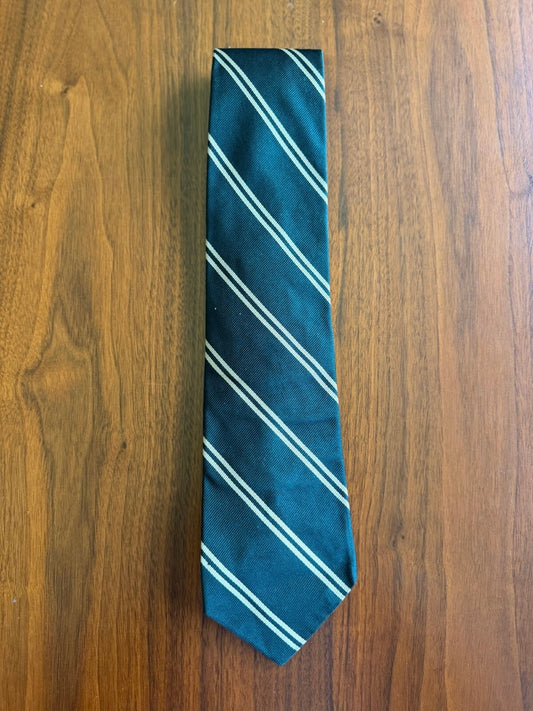 David Heller Co Men's Green and White Striped Tie