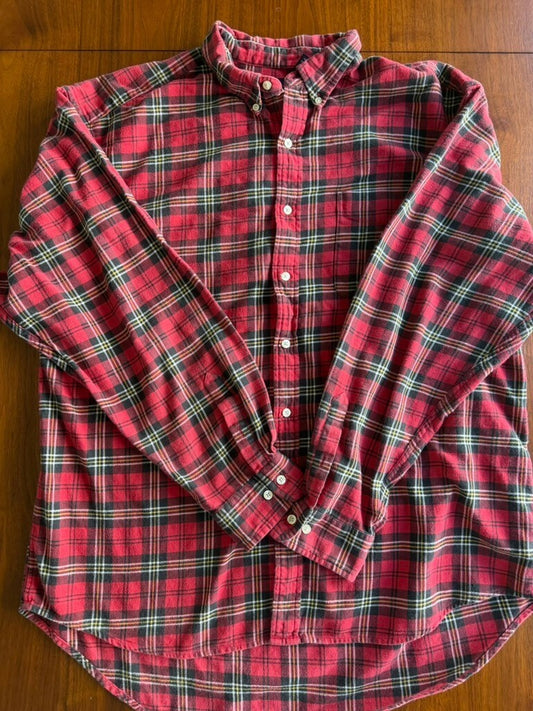 GAP Men's Red Plaid Flannel Button-Down - Size XXL
