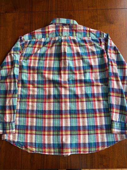 Lands' End Men's Traditional Fit Button-Down Multicolor Plaid Shirt - Size XXL