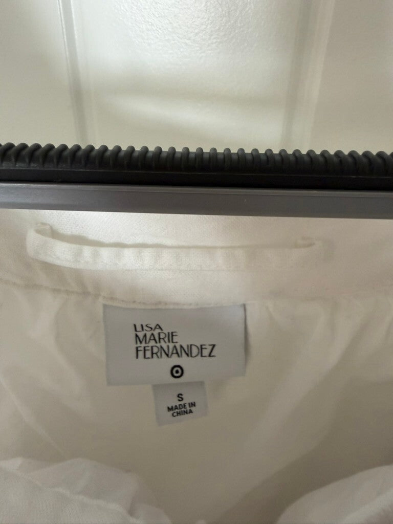 Lisa Marie Fernandez White Dress with Black Bric Brac Trim - Size S