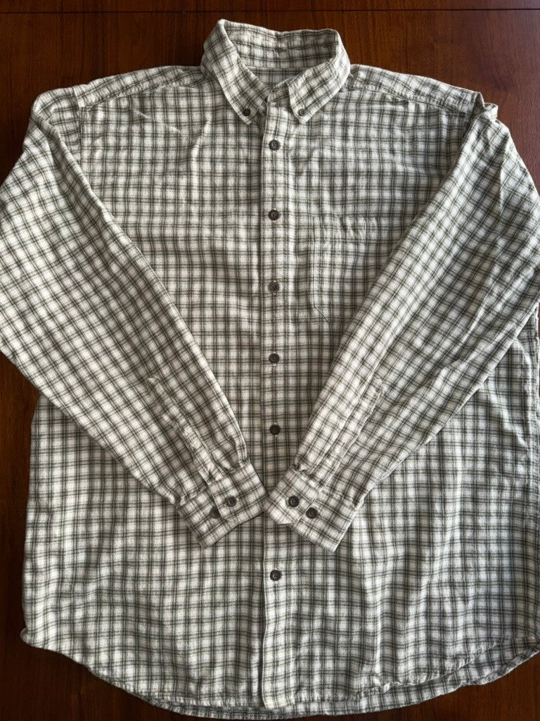 Woolrich Men's Long Sleeve Flannel Button-Down Green Plaid Shirt - XLT