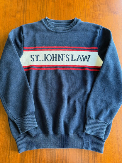 Vintage St. John's University School of Law Navy Crewneck Knit Sweater - Size L