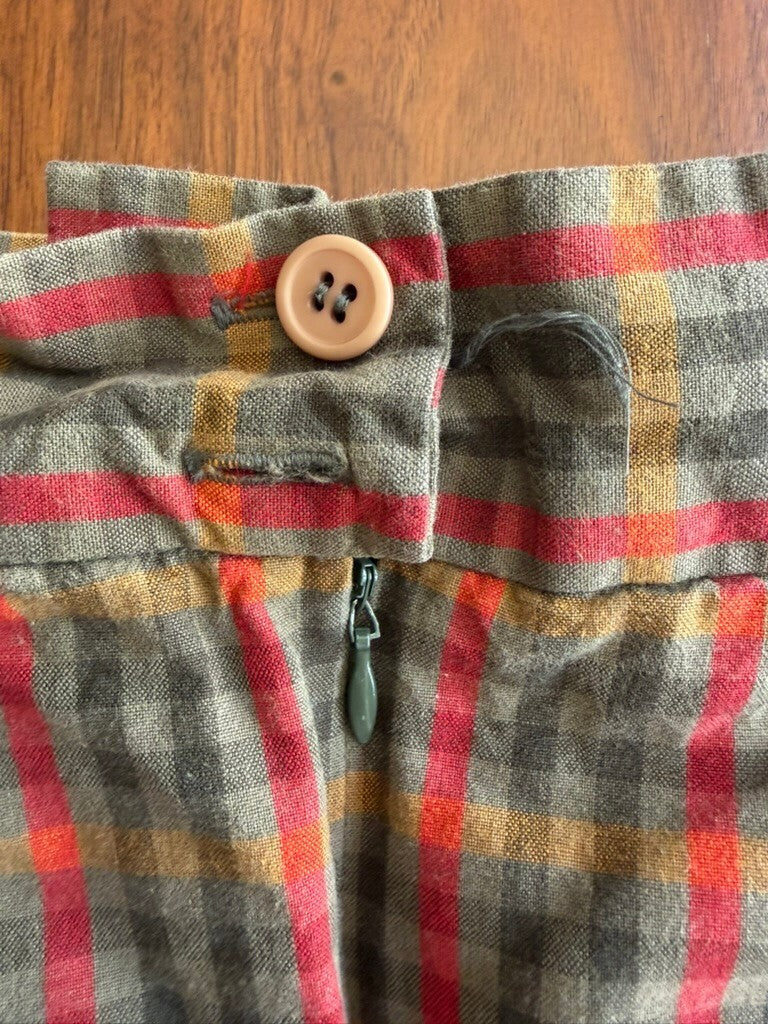 Jones New York Women's Olive & Red Plaid Cotton Pencil Skirt - Size 6