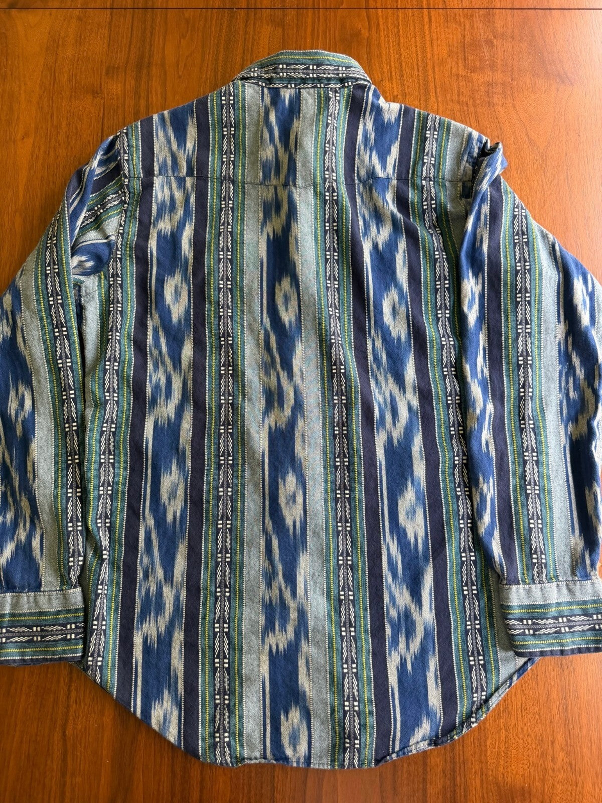 Polo by Ralph Lauren Men's Western Ikat Blue Patterned Button-Up Shirt - Size M
