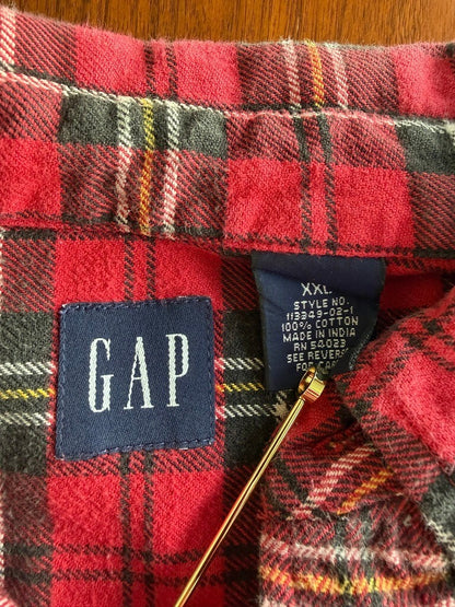 GAP Men's Red Plaid Flannel Button-Down - Size XXL