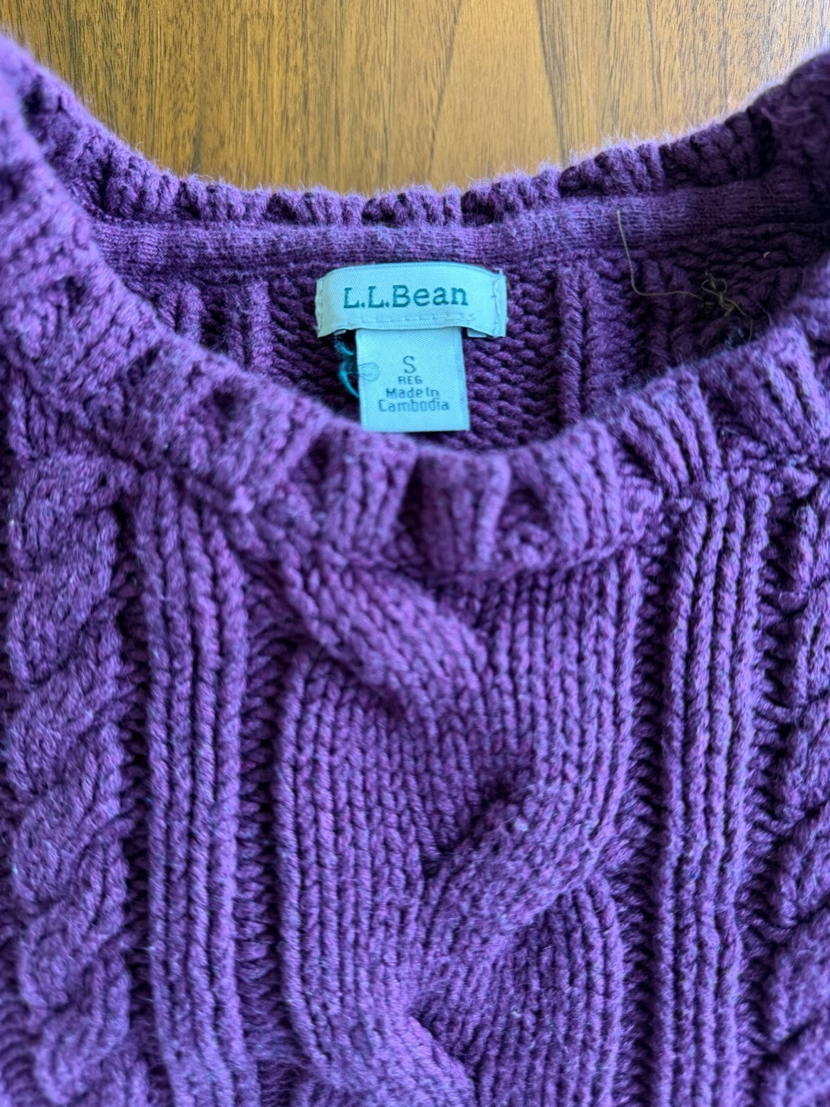 L.L.Bean Women's Purple Cable Knit Crewneck Sweater - Size S
