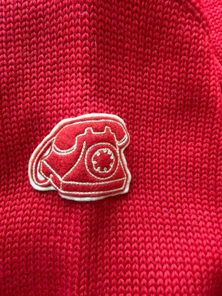 Vintage Red Nelson Knitting Mills Varsity Cardigan Sweater w/Patches - Size M