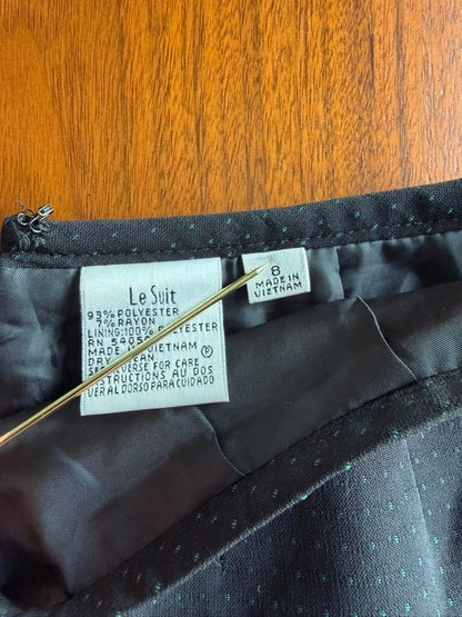 Le Suit Women's Black Swiss Dot Pencil Skirt - Size 8