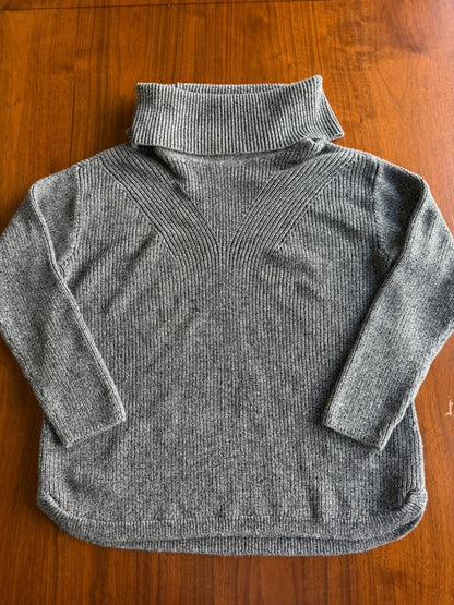Talbots Women's Gray Ribbed Wide Turtleneck Sweater - Size L