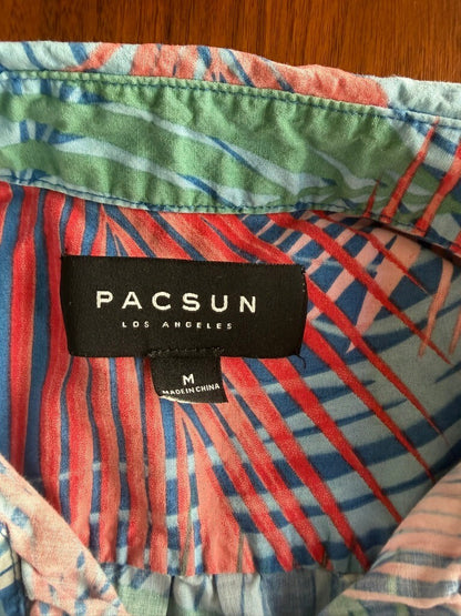 Pacsun Men's Tropical Print Short Sleeve Button-Up Shirt - Size M