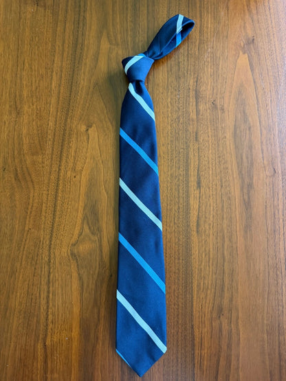 Emilio Ferrara Made in Italy Navy Blue Striped Silk Neck Tie