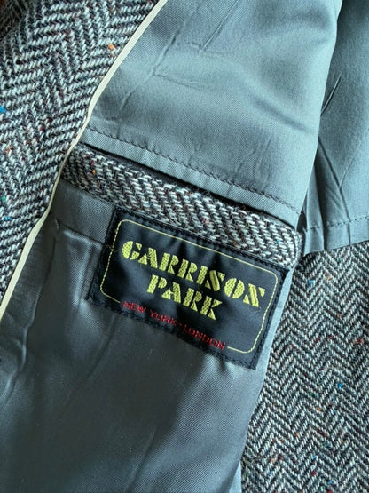 Garrison Park Men's Tweed Herringbone Shooting Jacket w/Elbow Patches - Size 42