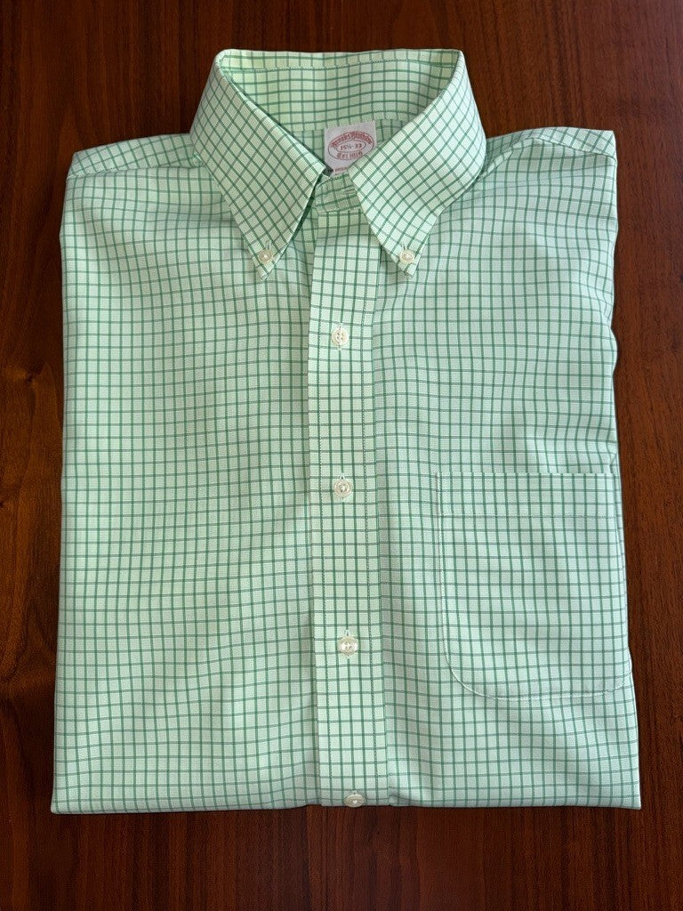 Brooks Brothers Traditional Fit Green Check Dress Shirt - Size 15.5-33