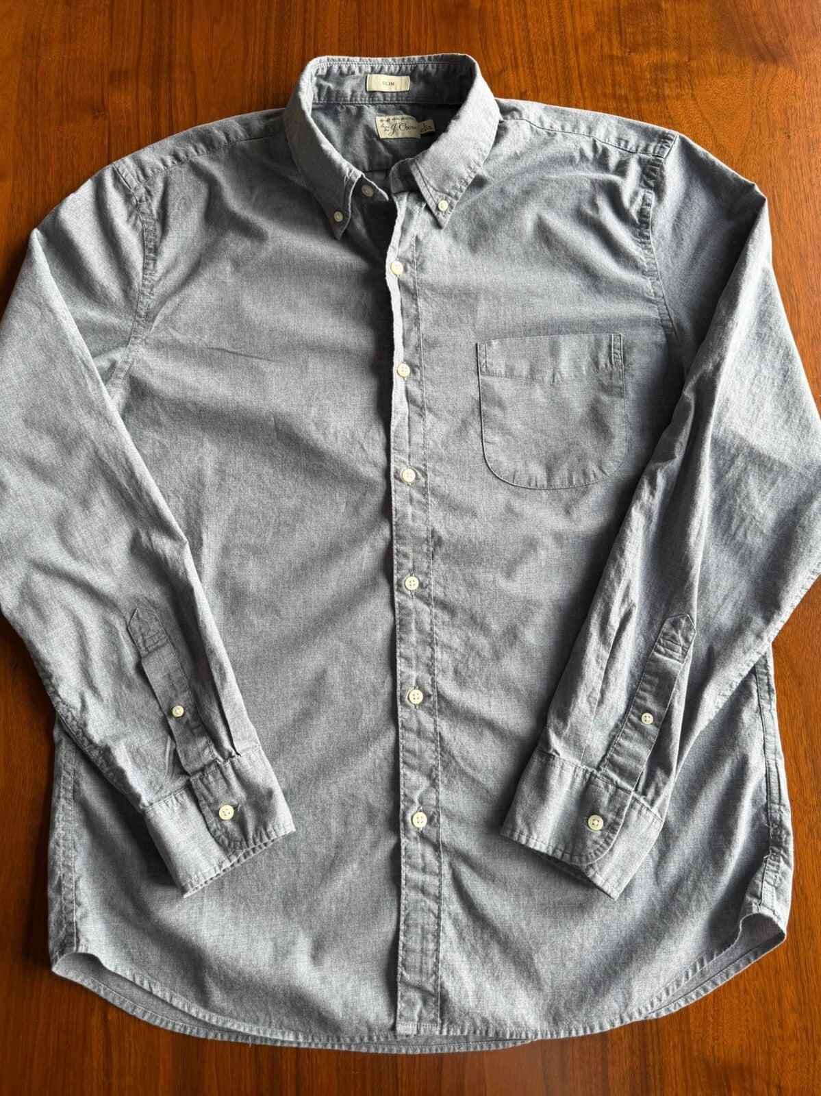 J.Crew Slim Fit Button-Down Oxford Shirt in Heathered Light Gray - Size L