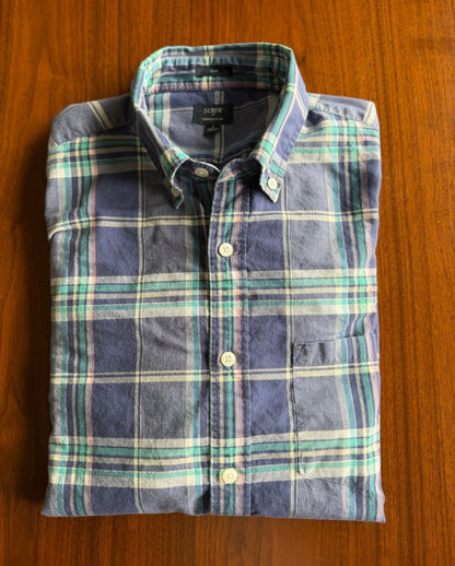 J.Crew Slim Fit Summer Purple Plaid Button-Down Shirt - Size M