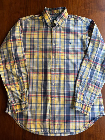 Ralph Lauren Classic Fit Yellow & Blue Plaid Button-Down Shirt - Size L