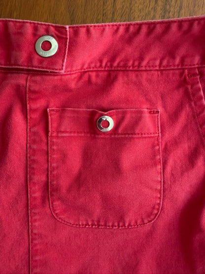 LizGolf Red Cotton Blend Shorts with Front and Back Snap Pockets - Size 12P