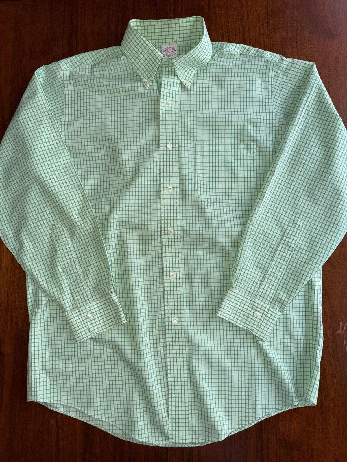 Brooks Brothers Traditional Fit Green Check Dress Shirt - Size 15.5-33