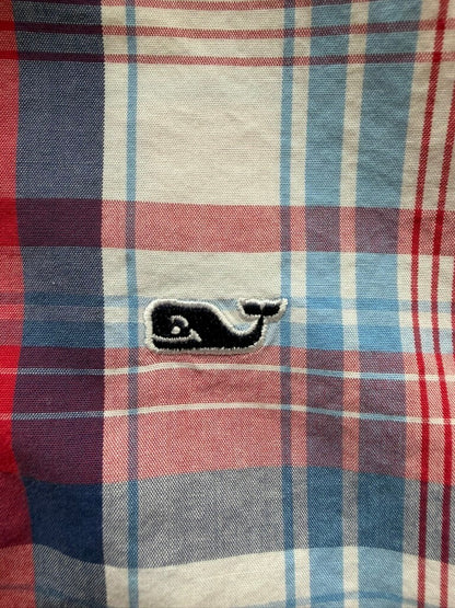 Vineyard Vines Men's Slim Fit Red & Blue Plaid Shirt - Size M