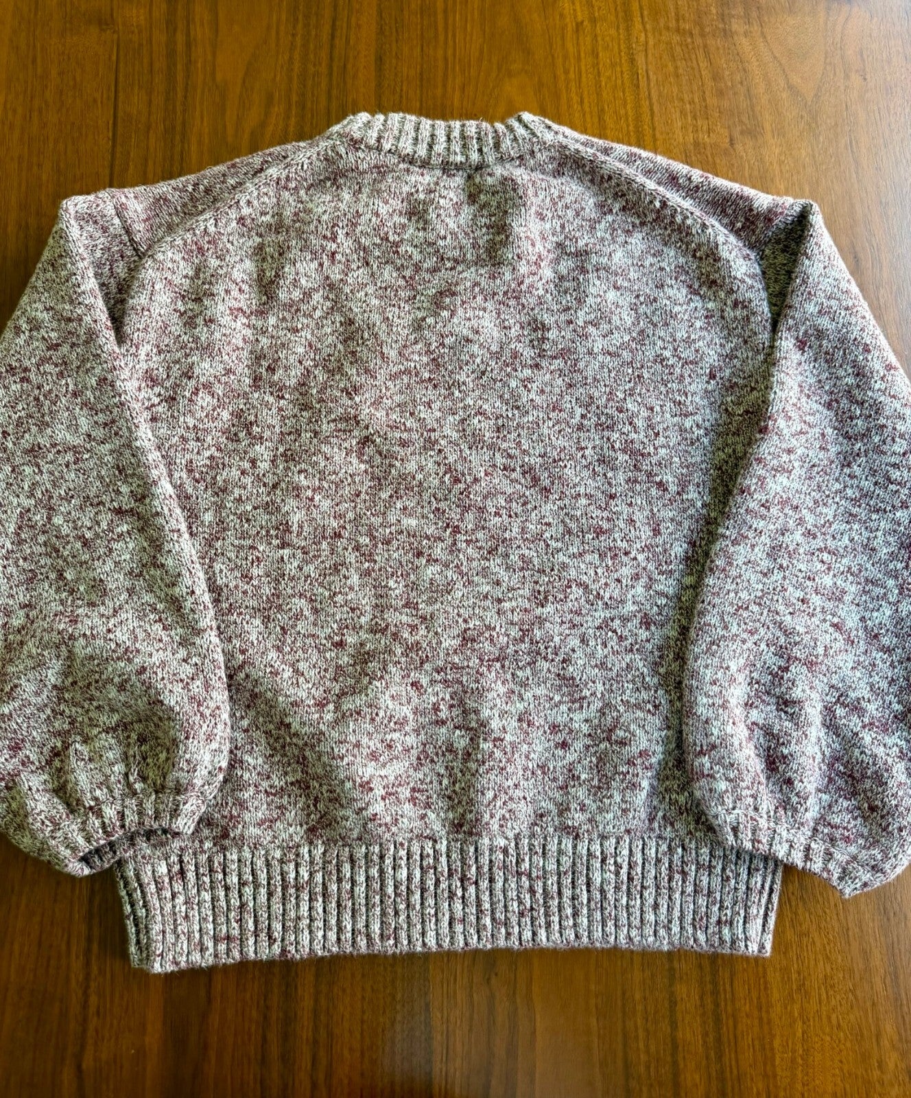 J.Crew Women's Marled Crewneck Knit Sweater in Burgundy and Cream - Size L