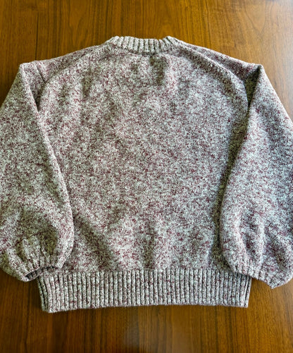J.Crew Women's Marled Crewneck Knit Sweater in Burgundy and Cream - Size L