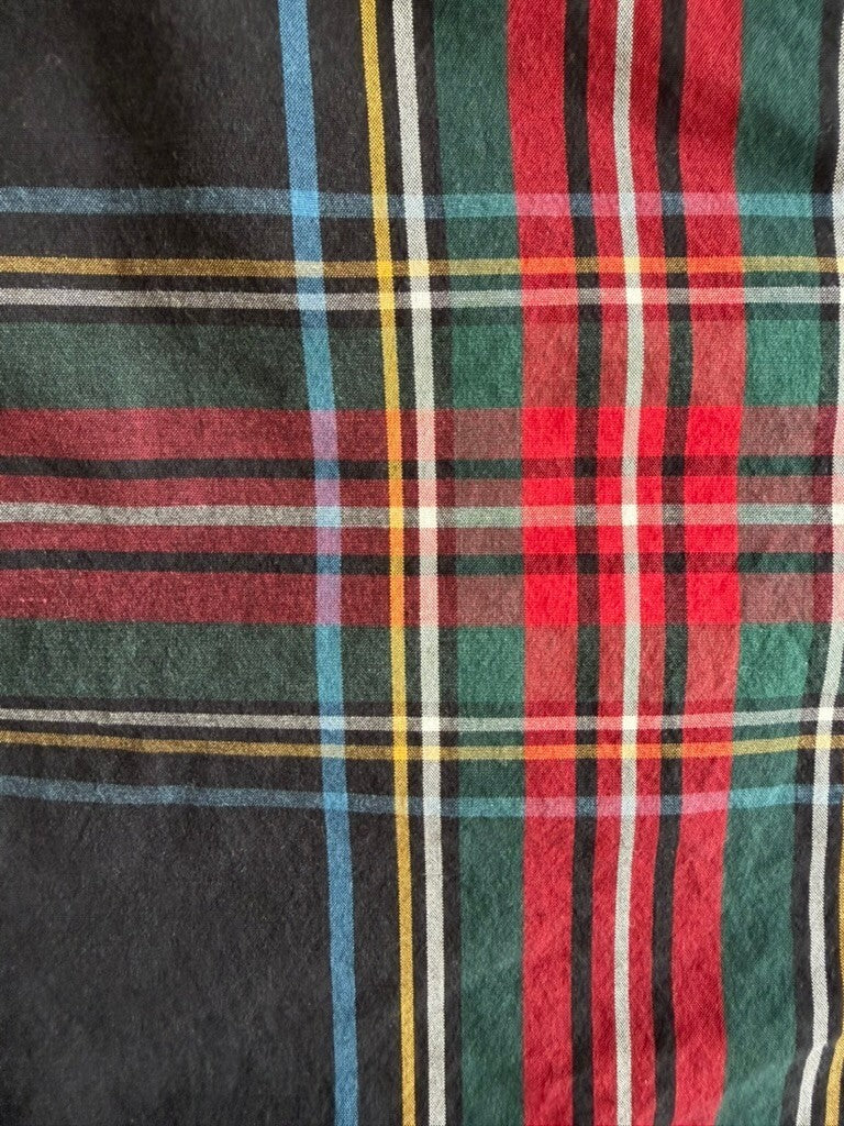 J.Crew Slim Fit Secret Wash Organic Cotton Black Tartan Plaid Shirt - Size L