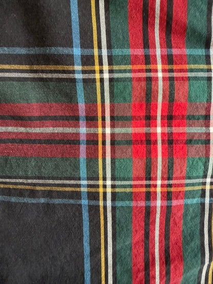 J.Crew Slim Fit Secret Wash Organic Cotton Black Tartan Plaid Shirt - Size L