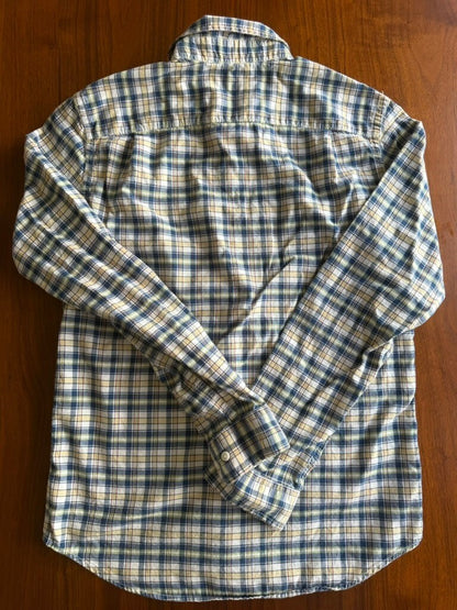 Rye by Hawker Rye Men's Slim Fit White & Navy Plaid Button-Up Shirt - Size MT