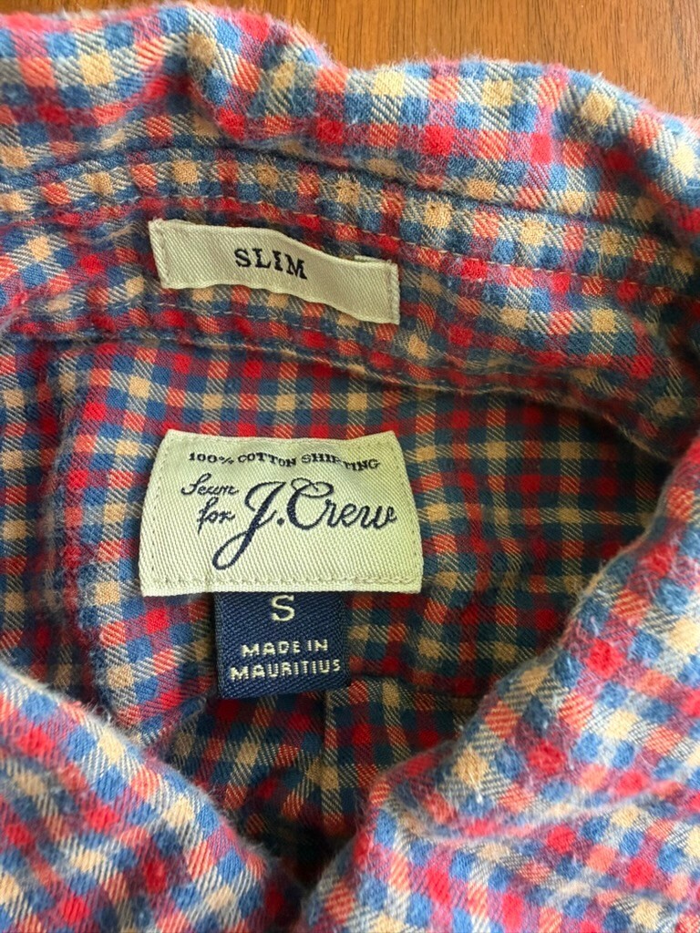 J.Crew Men's Lightweight Flannel Blue & Red Check Plaid Button-Down - Size S