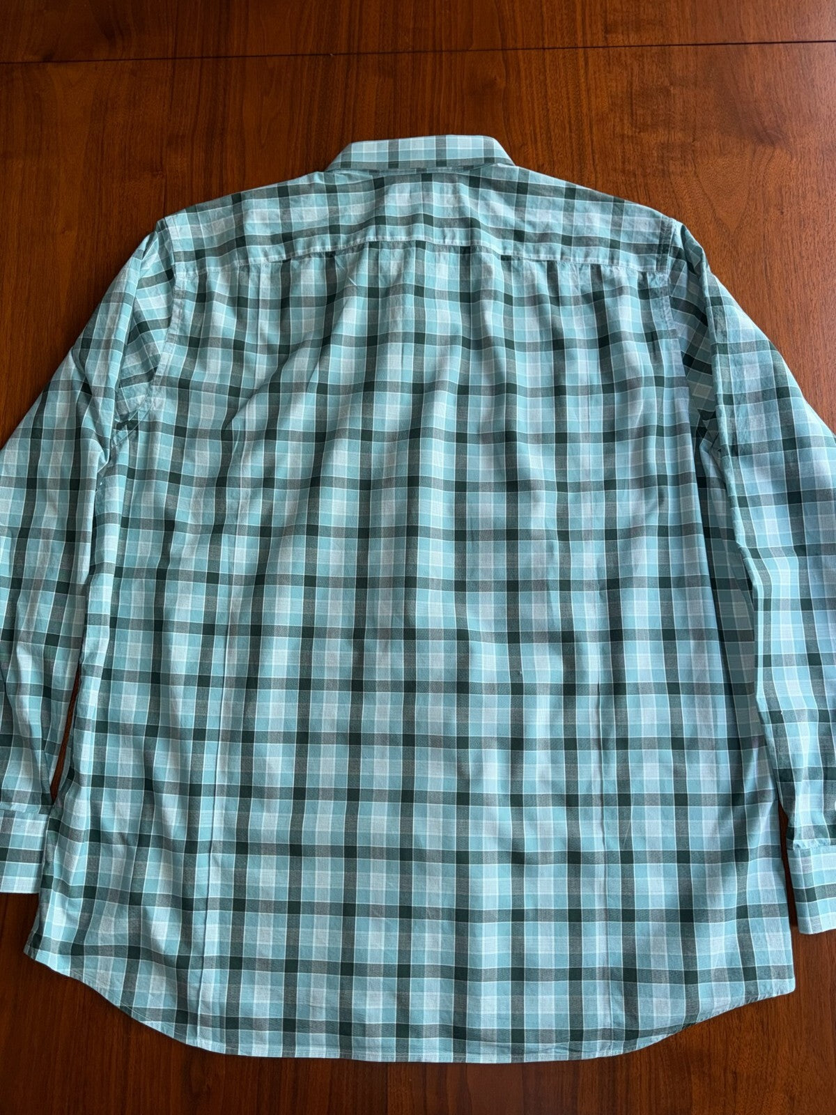 Banana Republic Slim Fit Long Sleeve Light Blue Lrg Check Plaid Shirt - Size XL