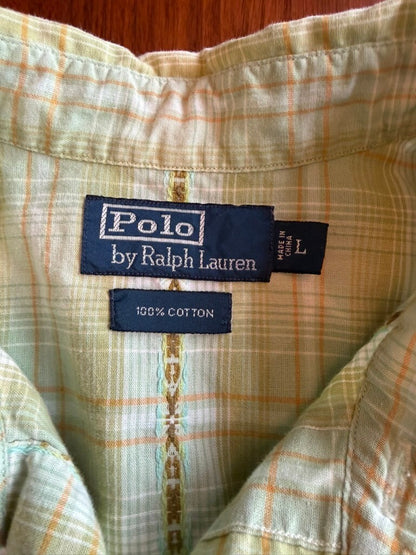 Polo by Ralph Lauren Men's Green Long Sleeve Button-Up Western Shirt - Size L